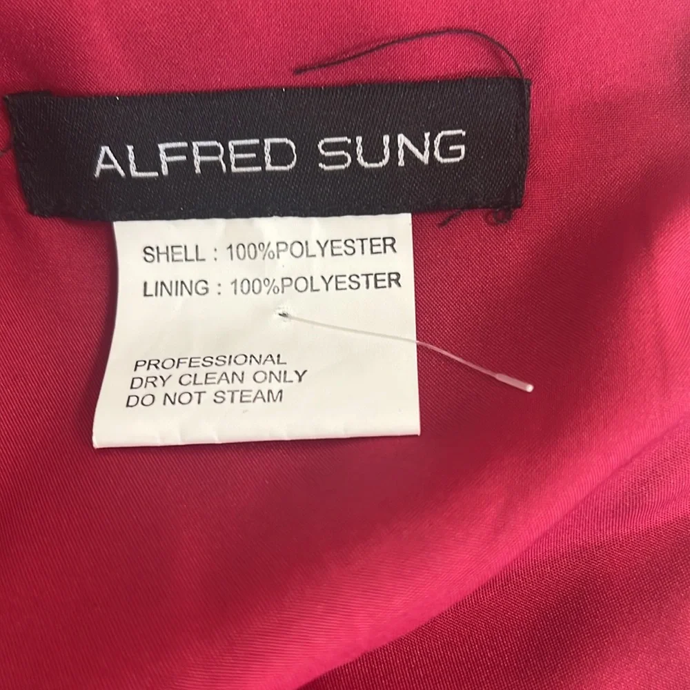 ALFRED SUNG‎ Sleeveless Pleated Skirt Red Long Formal Gown Dress Pockets prom 10 - Picture 9 of 13